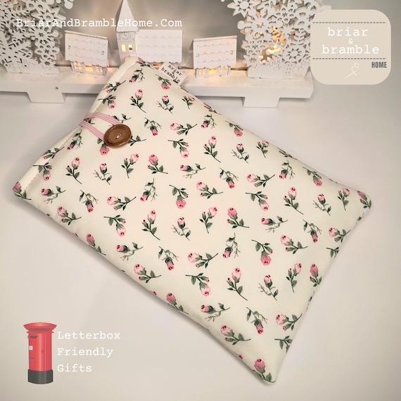 Floral Cotton Book Sleeve: Pink Rose Print, Cozy Book Protector