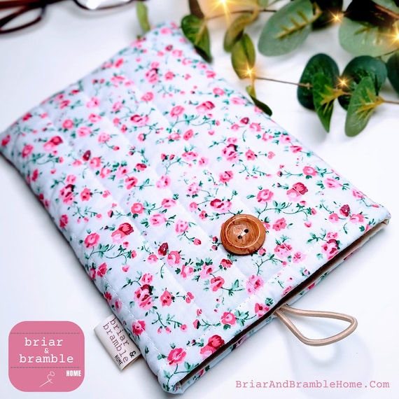 Quilted Kindle Sleeve: Pink Rose eReader Pouch