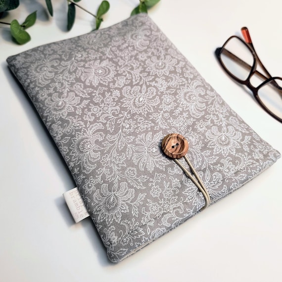 Thistle Print Padded Book Sleeve - Botanical Book Cover Gift for Reader